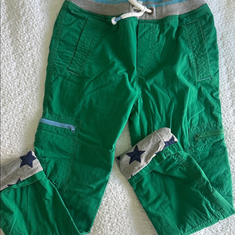 Green Cargo Pants with Star Accents